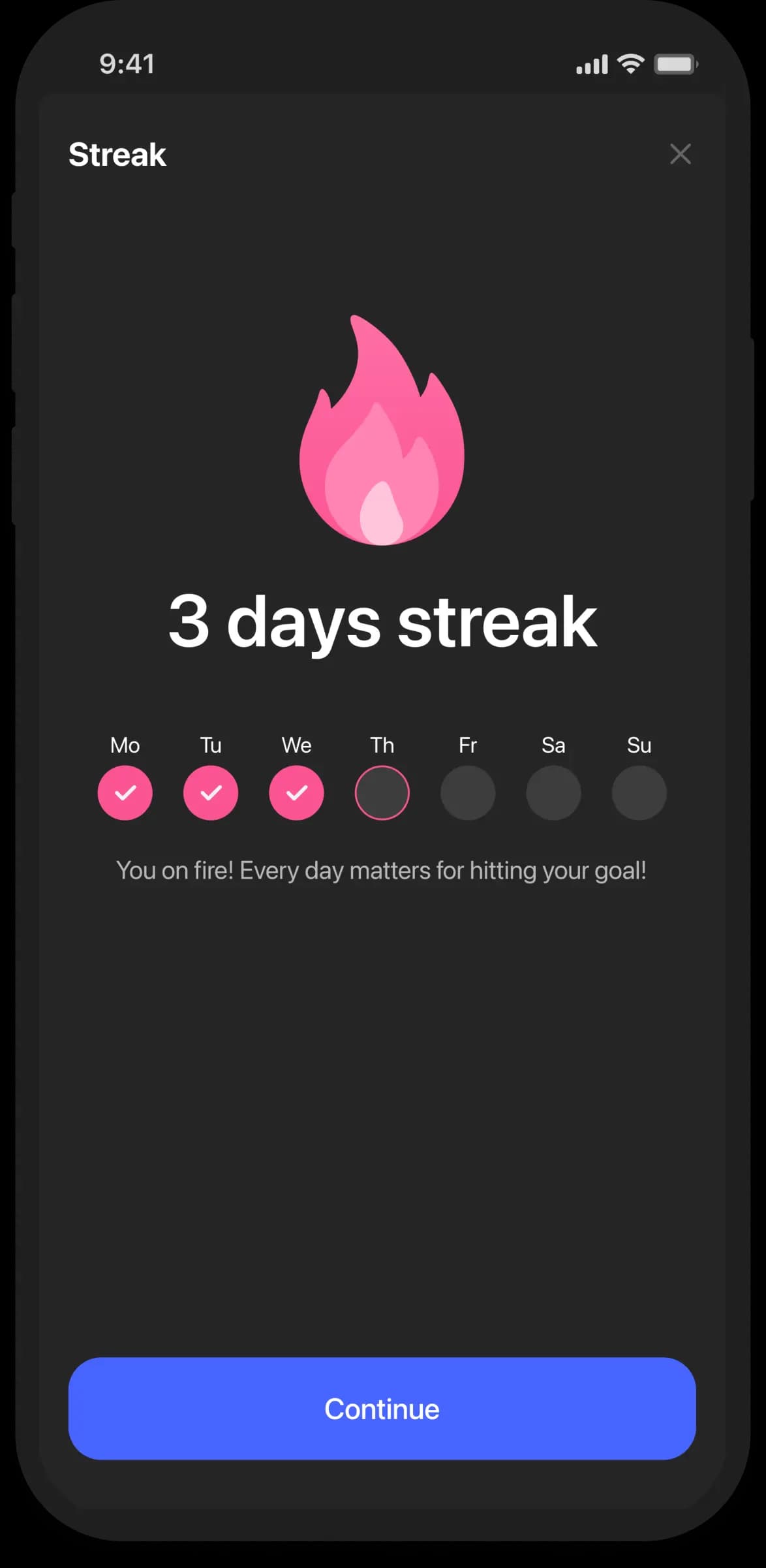 Senzo daily streak screen